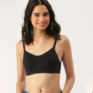 Black Solid Non-Wired Lightly Padded T-shirt Bra