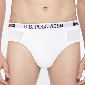 Men White Solid Briefs I650-001-Pl-S