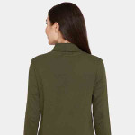 Women Olive Green Solid Fullsleeves Lounge Top