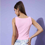 Women Pretty Pink Solid Bra Top and Vest