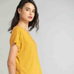 Women Mustard Yellow Cotton Pure Cotton T-shirt