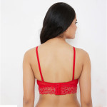 Red Lace Non-Wired Lightly Padded Bralette Bra