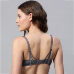 Grey Floral Underwired Lace Bra