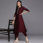 Women Maroon Solid Dhoti Salwar