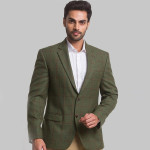 Men Green Checked Single Breasted Blazers