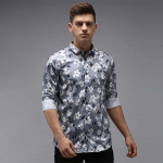 Grey Printed Casual Shirt