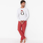 Men White & Red Printed Pure Cotton Night suit
