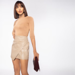 Wrap And Roll Leather Skirt