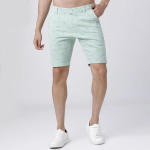 Men Sea Green Printed Slim Fit Denim Shorts