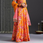 Gajra Gang by  Fashion Bageecha Yellow Floral Skirt With Crop Top & Dupatta