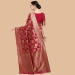 Maroon & Gold Ethnic Motifs Zari Silk Blend Banarasi Saree