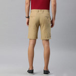 Men Khaki Solid Slim Fit Regular Shorts