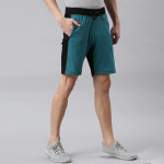 Men Teal Solid Sports Shorts