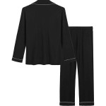 Womens Soft  Pajama Sets Button Down Long Sleeve Pants Set Sleepwear
