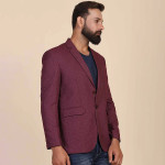 Men Maroon Solid Single Breasted Slim-Fit Blazer