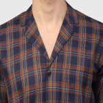 Men Orange & Blue Checked Night suit