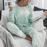 Women's Pajama Sets Tie Dye Sweatsuit Long Sleeves Pullover Sleepwear Set 2 Pcs Lounge Jogger Set Nightwear