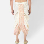 Men Off White & Orange Printed Dhoti Pants