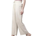 Offwhite Rayon Flex Solid Wide Leg Palazzo
