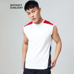 Men White & Grey Printed Pure Cotton Gym Vests