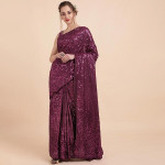 Burgundy Embellished Sequinned Pure Georgette Saree