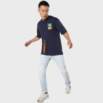 Men Blue Printed Loose T-shirt