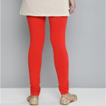 Women Red Solid Churidar-Length Leggings