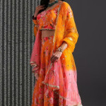 Gajra Gang by  Fashion Bageecha Yellow Floral Skirt With Crop Top & Dupatta