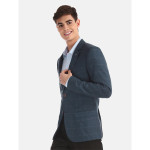 Blue Checkered Linen Formal Blazer