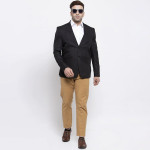 Men Black Solid Tailored-Fit Single-Breasted Blazer